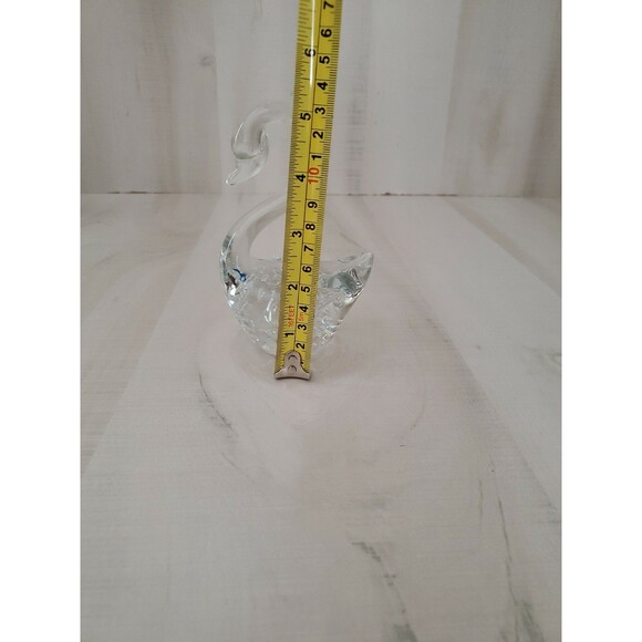 Vintage TANCO Controlled Bubble Clear Art Glass Swan Paperweight Made in Taiwan - Picture 6 of 6